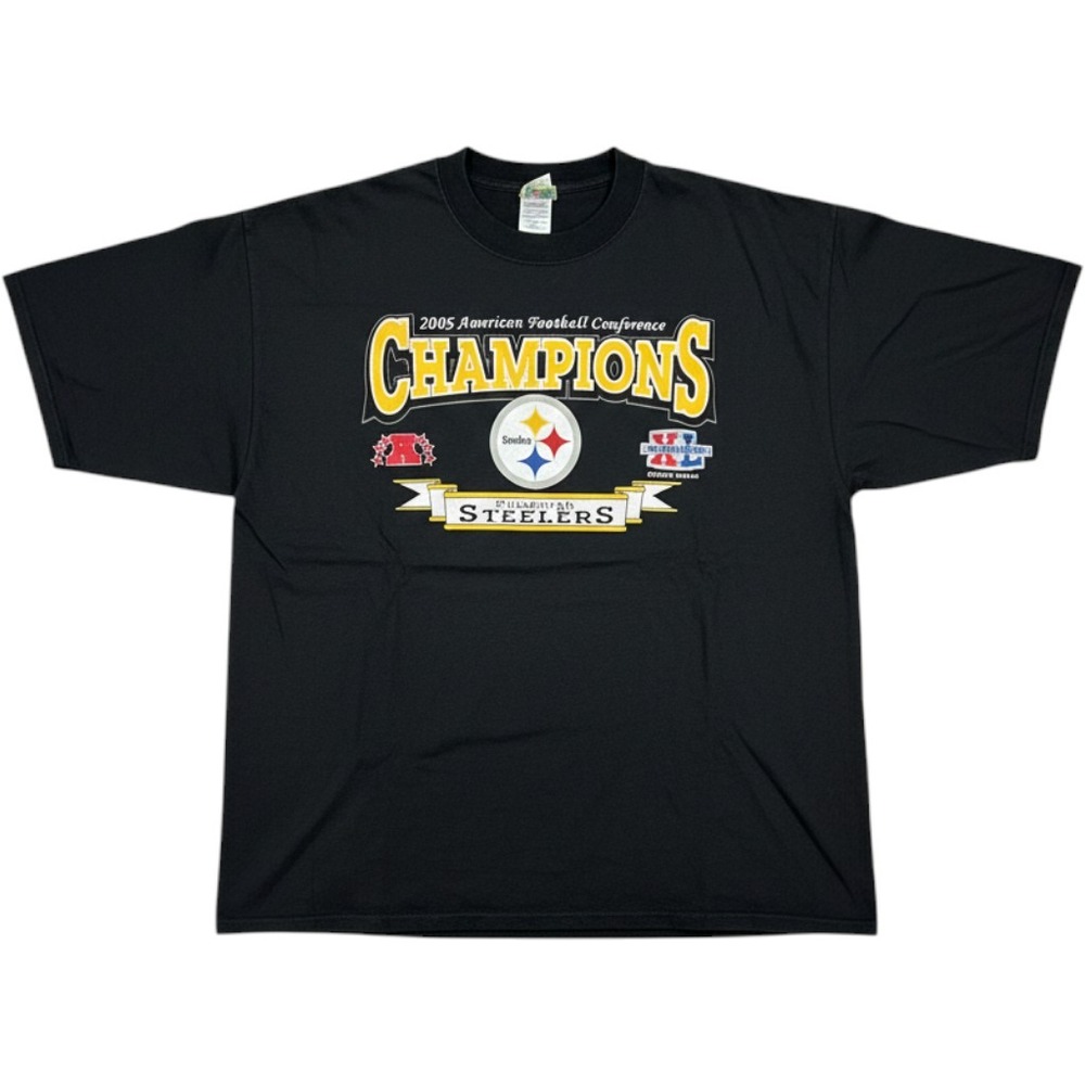 Vintage Pittsburgh Steelers 2005 AFC Champions T-Shirt Super Bowl XL XL Black